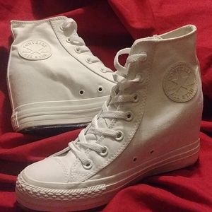 Mono White Platform Wedge Converse HighTops